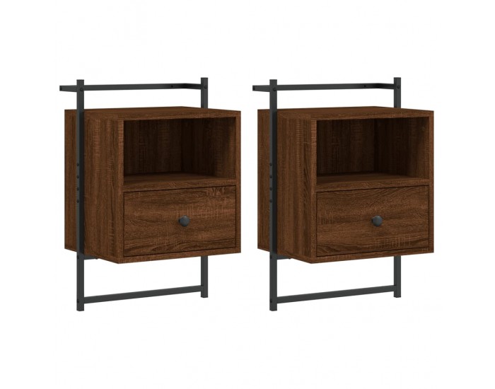 Sonata H Нощно шкафче стенно 2 бр кафяв дъб 40x30x61 см инженерно дърво