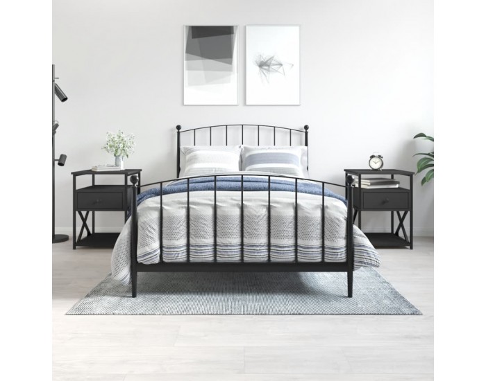 Sonata H Нощни шкафчета 2 бр черни 40x42x55 см инженерно дърво