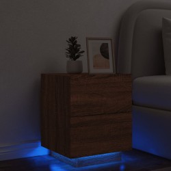 Sonata H Нощно шкафче с LED осветление, кафяв дъб, инженерно дърво - Noptiere