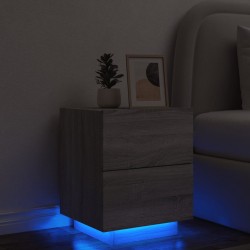 Sonata H Нощно шкафче с LED осветление, сив сонома, инженерно дърво - Noptiere