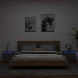 Sonata H Нощни шкафчета за стена с LED осветление, 2 бр, черни - Noptiere
