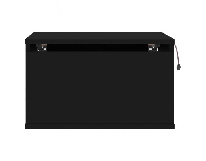 Sonata Noptiere montate pe perete cu lumini LED, 2 buc., negru