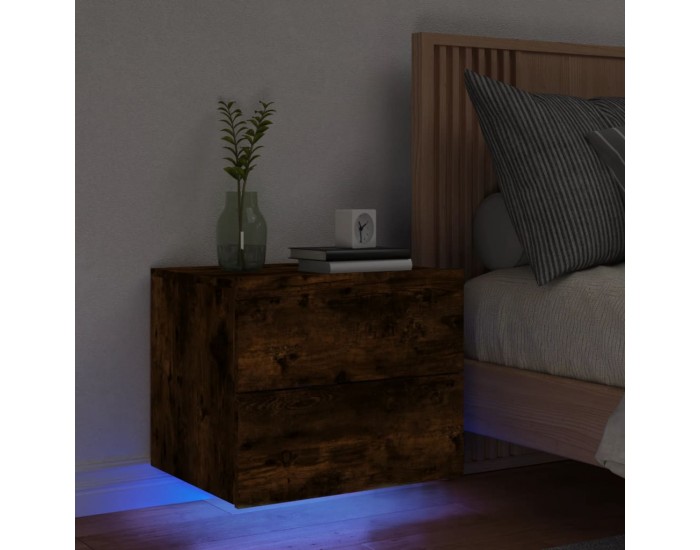 Sonata H Нощно шкафче за стена с LED осветление, опушен дъб