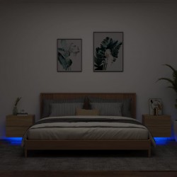 Sonata H Нощни шкафчета за стена с LED осветление, 2 бр, сонома дъб - Noptiere
