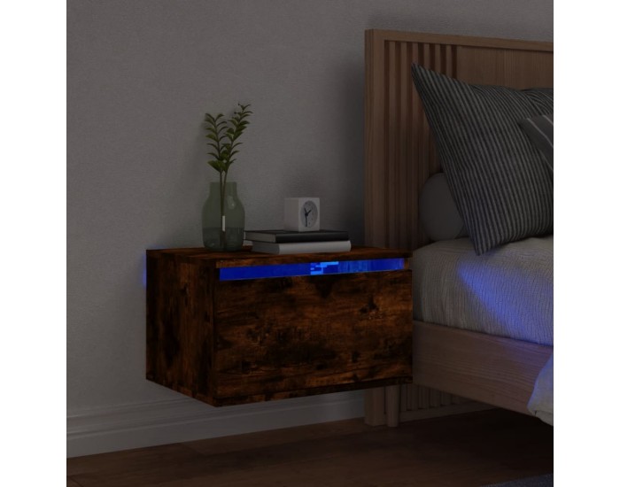 Sonata H Нощно шкафче за стена с LED осветление, опушен дъб