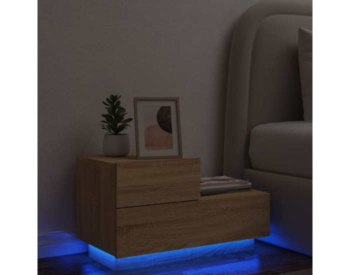 Sonata H Нощно шкафче с LED осветление, дъб сонома, 70x36x40,5 см