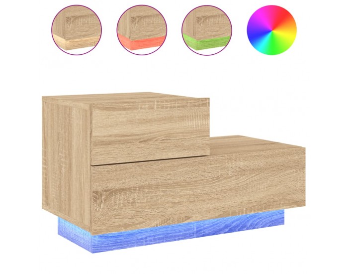 Sonata H Нощно шкафче с LED осветление, дъб сонома, 70x36x40,5 см