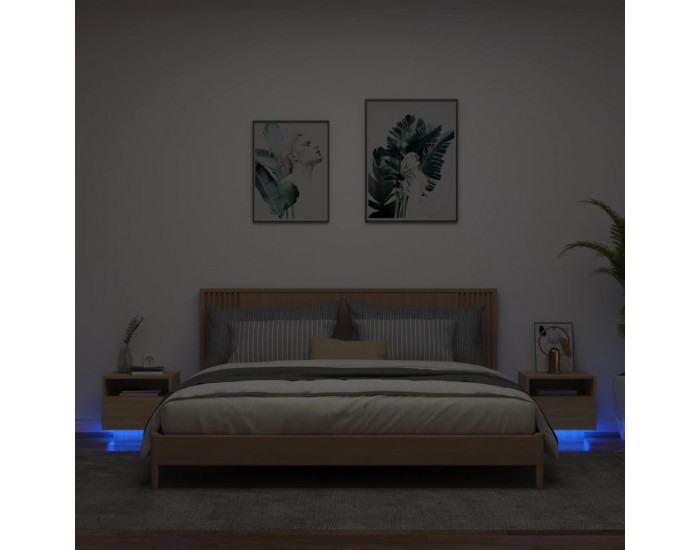 Sonata H Нощни шкафчета с LED осветление, 2 бр, сонома дъб, 40x39x37 см
