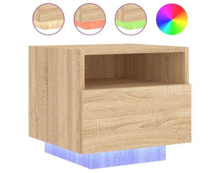 Sonata H Нощни шкафчета с LED осветление, 2 бр, сонома дъб, 40x39x37 см