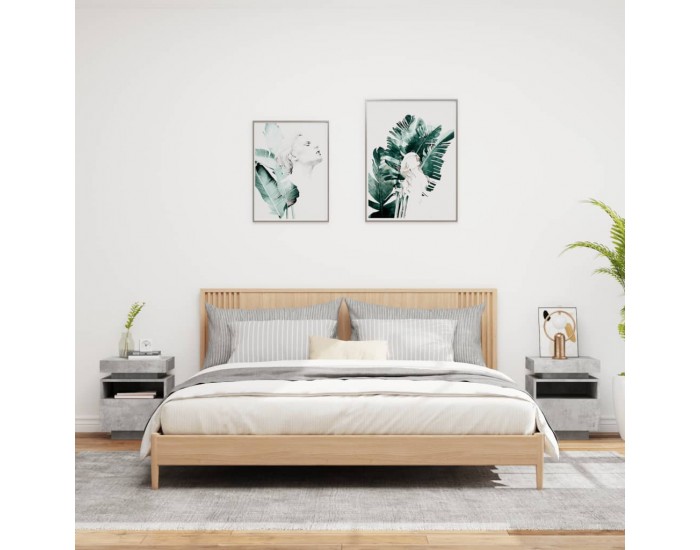 Sonata H Нощни шкафчета с LED осветление, 2 бр, бетонно сив,40x39x48,5см