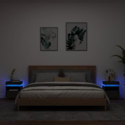 Sonata H Нощни шкафчета с LED осветление, 2 бр, черни, 40x39x48,5 см - Noptiere