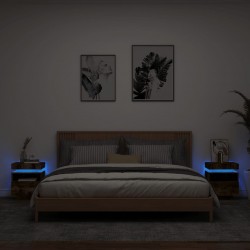 Sonata H Нощни шкафчета с LED осветление, 2 бр, опушен дъб, 40x39x48,5см - Noptiere