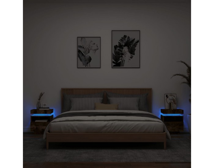 Sonata H Нощни шкафчета с LED осветление, 2 бр, опушен дъб, 40x39x48,5см