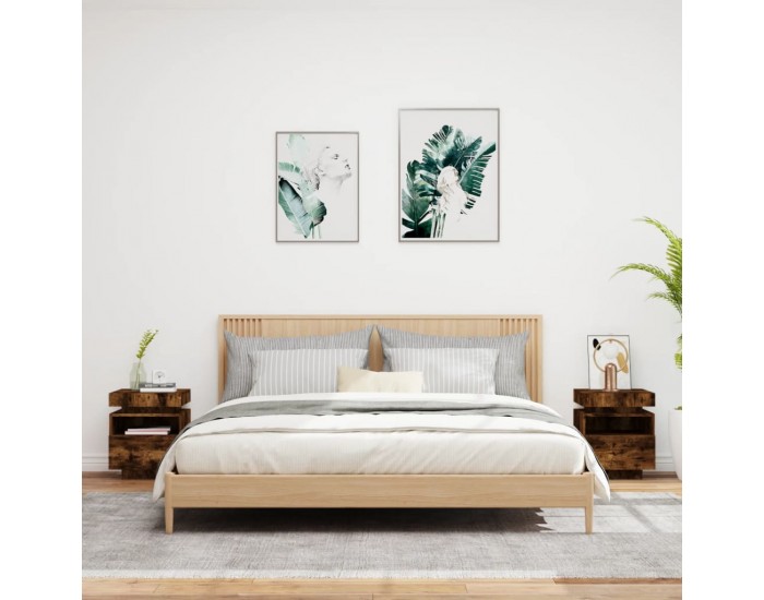 Sonata H Нощни шкафчета с LED осветление, 2 бр, опушен дъб, 40x39x48,5см