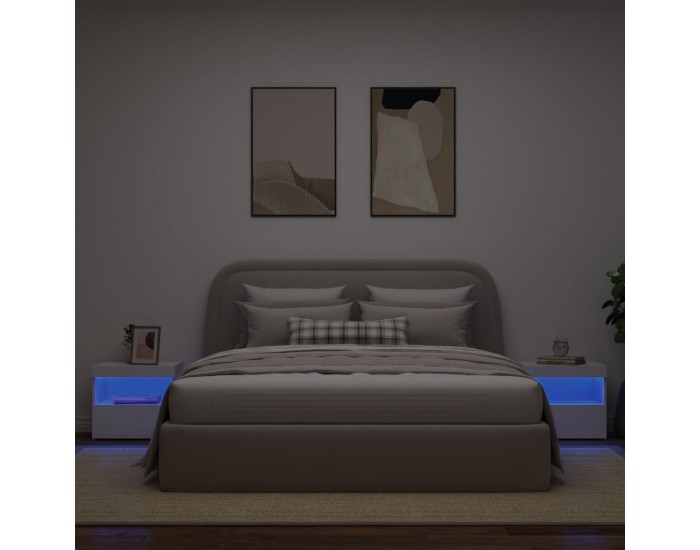 Sonata H Нощни шкафчета с LED осветление, 2 бр, бели, 50x40x45 см