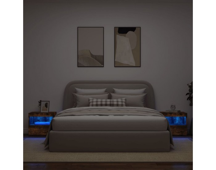 Sonata H Нощни шкафчета с LED осветление, 2 бр, опушен дъб, 50x40x45 см
