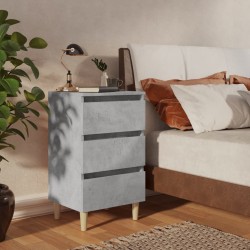 Sonata H Нощни шкафчета крака дървен масив 2 бр бетонно сиви 40x35x69 см - Noptiere