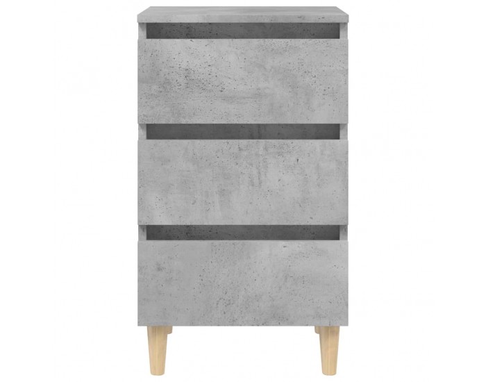 Sonata H Нощни шкафчета крака дървен масив 2 бр бетонно сиви 40x35x69 см