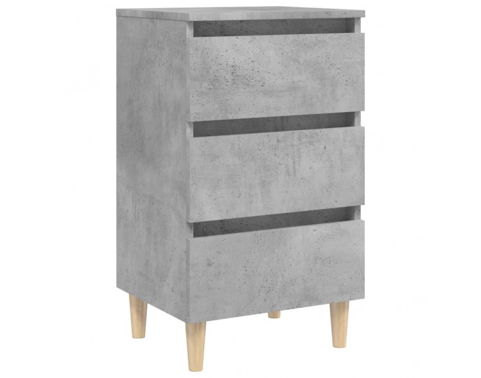 Sonata H Нощни шкафчета крака дървен масив 2 бр бетонно сиви 40x35x69 см