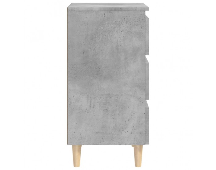 Sonata H Нощни шкафчета крака дървен масив 2 бр бетонно сиви 40x35x69 см