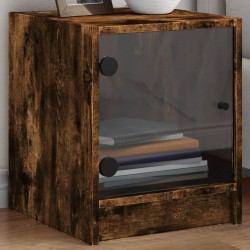 Sonata H Нощно шкафче със стъклена врата опушен дъб 35x37x42 см - Noptiere