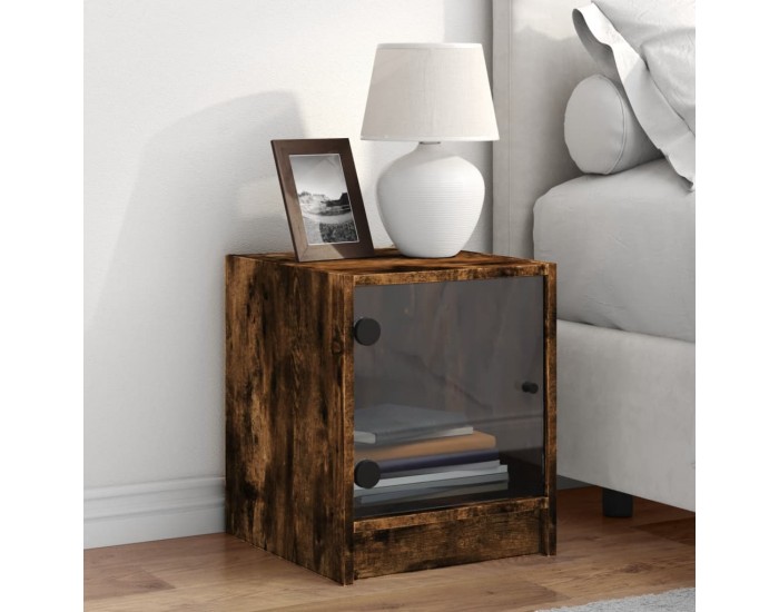 Sonata H Нощно шкафче със стъклена врата опушен дъб 35x37x42 см