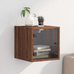 Sonata H Нощно шкафче със стъклена врата кафяв дъб 35x37x35 см - Noptiere
