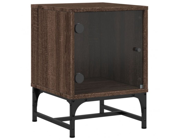 Sonata H Нощни шкафчета със стъклени врати 2 бр кафяв дъб 35x37x50 см