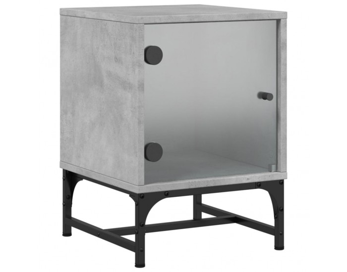 Sonata H Нощни шкафчета със стъклени врати 2 бр бетонно сиво 35x37x50 см