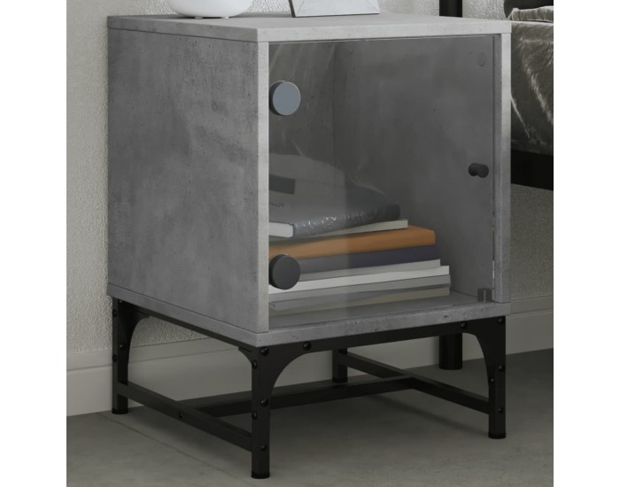 Sonata H Нощни шкафчета със стъклени врати 2 бр бетонно сиво 35x37x50 см