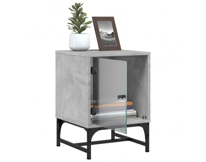 Sonata H Нощни шкафчета със стъклени врати 2 бр бетонно сиво 35x37x50 см