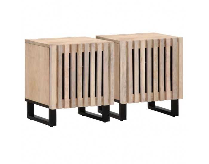 Sonata H Нощни шкафчета, 2 бр, 40x34x46 см, избелено мангово дърво масив