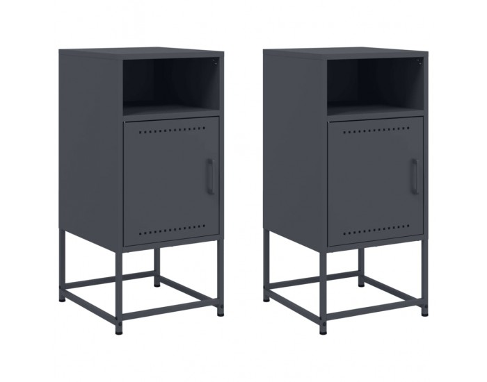 Sonata H Нощни шкафчета 2 бр антрацит 36x39x78 см стомана