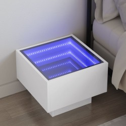 Sonata H Нощна масичка с Infinity LED бяла 40x40x30 см - Noptiere