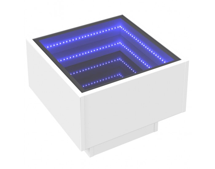Sonata H Нощна масичка с Infinity LED бяла 40x40x30 см