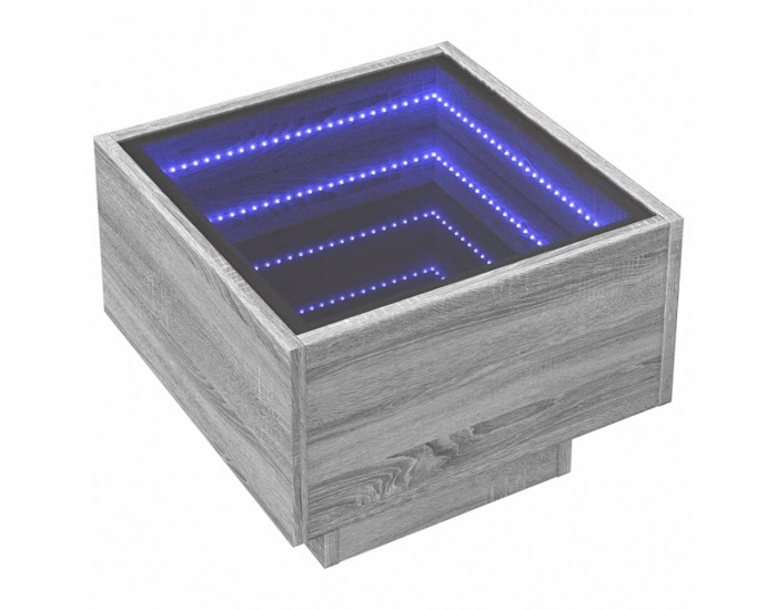 Sonata H Нощна масичка с Infinity LED, сив сонома, 40x40x30 см