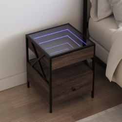 Sonata H Нощна масичка с Infinity LED, кафяв дъб, 40x40x51 см - Noptiere