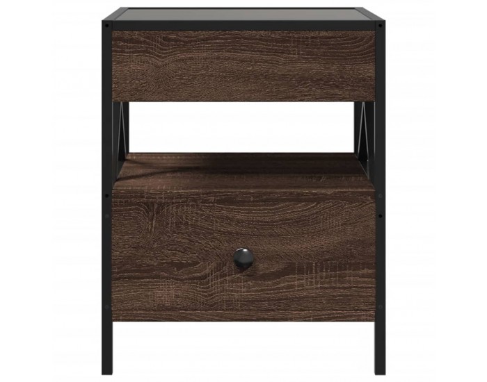Sonata H Нощна масичка с Infinity LED, кафяв дъб, 40x40x51 см