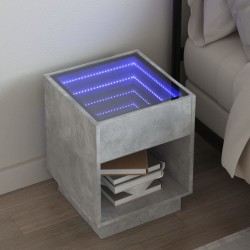 Sonata H Нощна масичка с Infinity LED, бетонно сива, 40x40x50 см - Noptiere
