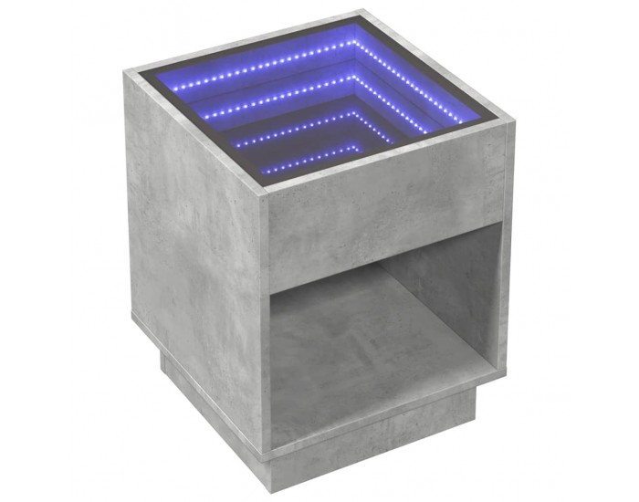 Sonata H Нощна масичка с Infinity LED, бетонно сива, 40x40x50 см