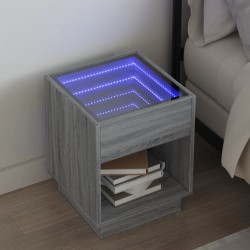 Sonata H Нощна масичка с Infinity LED, сив сонома, 40x40x50 см - Noptiere