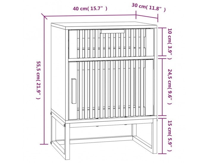 Sonata H Нощно шкафче бяло 40x30x55,5 см инженерно дърво и желязо