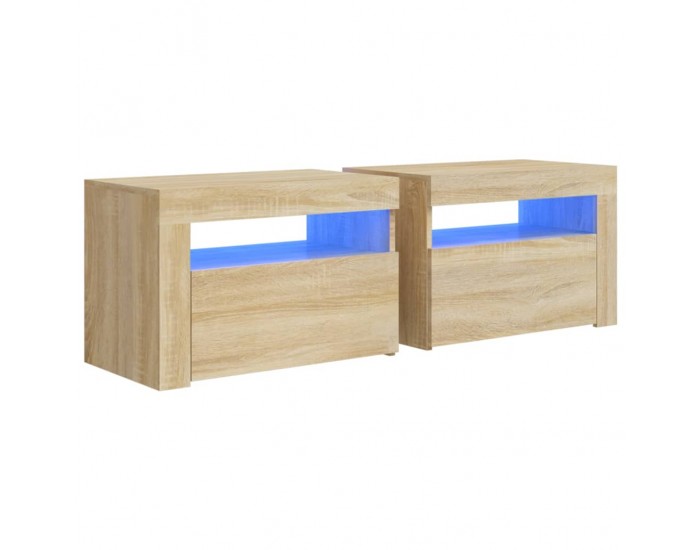 Sonata Noptiere cu LED-uri, 2 buc., stejar sonoma, 60x35x40 cm