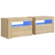 Sonata Noptiere cu LED-uri, 2 buc., stejar sonoma, 60x35x40 cm