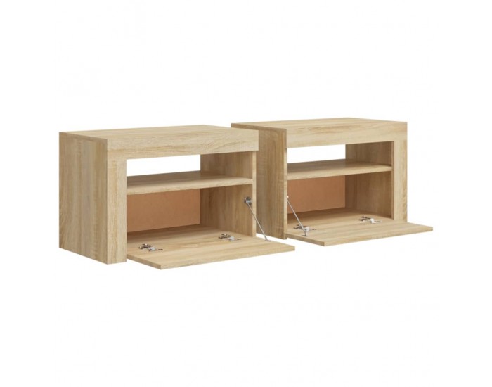 Sonata Noptiere cu LED-uri, 2 buc., stejar sonoma, 60x35x40 cm
