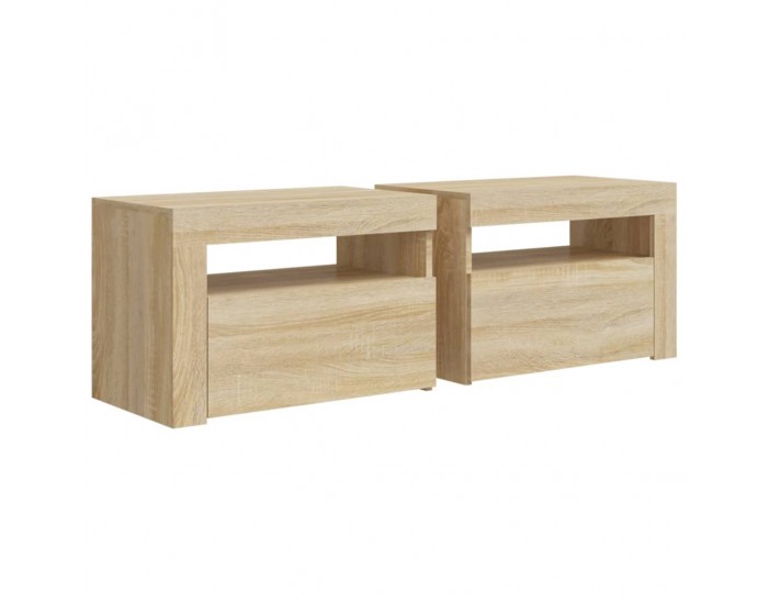 Sonata Noptiere cu LED-uri, 2 buc., stejar sonoma, 60x35x40 cm