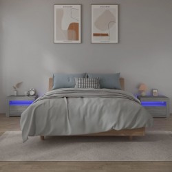 Sonata H Нощни шкафчета, 2 бр, с LED, сив сонома, 60x35x40 см - Noptiere