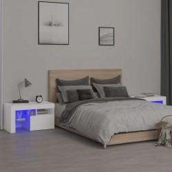 Sonata H Нощни шкафчета, 2 бр, с LED осветление, бели, 70x36,5x40 см - Noptiere