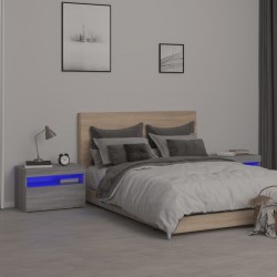 Sonata H Нощни шкафчета, 2 бр, с LED светлини, сив сонома, 60x35x40 см - Noptiere