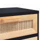Sonata H Нощни шкафчета, 2 бр, черни, бор масив и естествен ратан